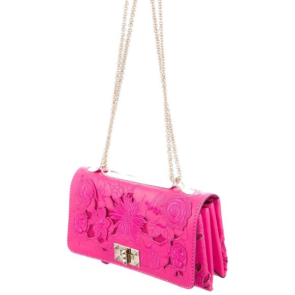Rare VALENTINO Napa Lace Girello Flap Bag in Fuschia - Picture 16 of 16